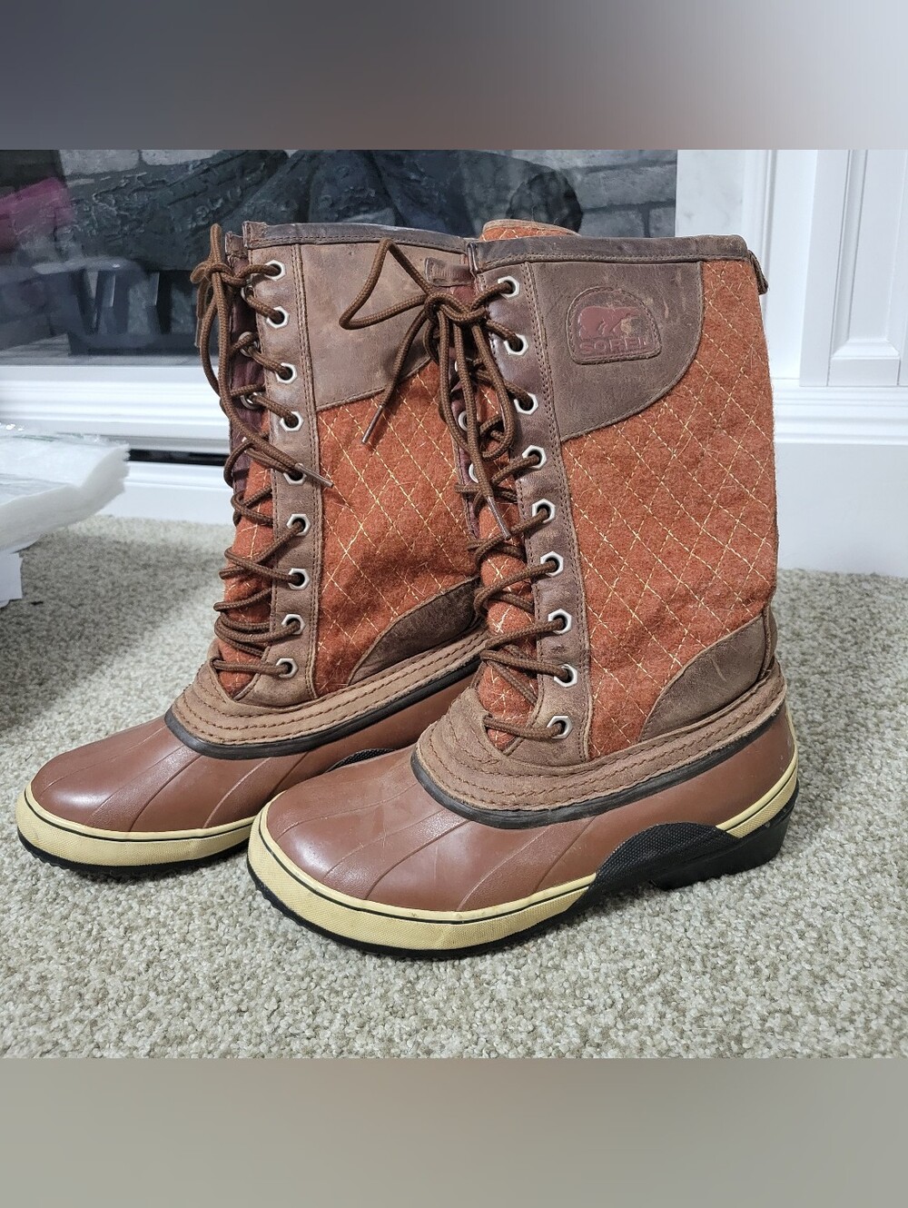 Sorel Tofino Women's Boots Quilted Rust Wool Waterproof Winter, Size 6